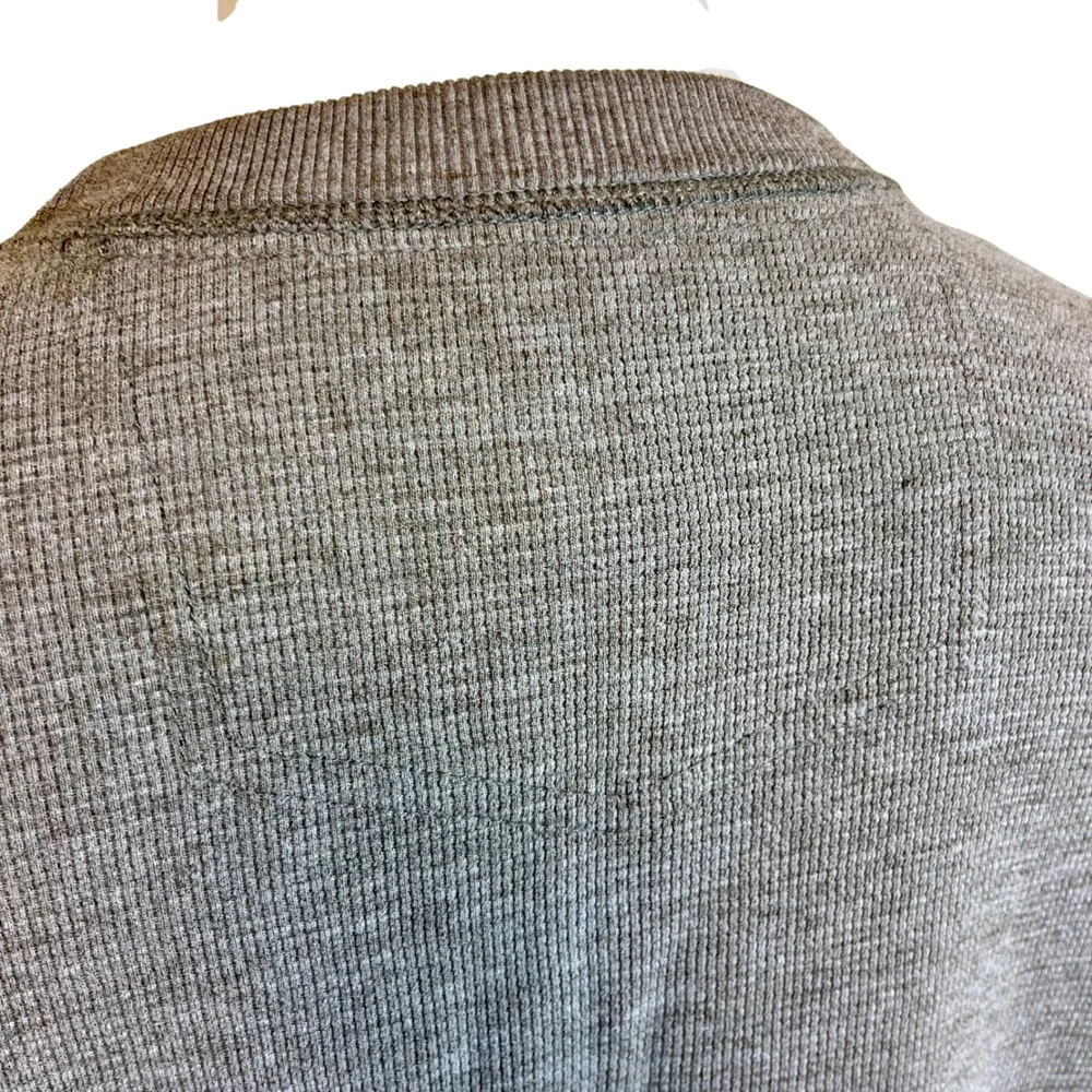 EDDIE BAUER Mens Long Sleeve Thermal‎ Henley Shirt Sz XL Gray Waffle Knit Casual